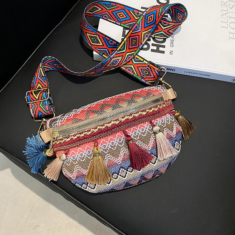 🥳Anul Nou de vânzare 40% off🌈Vintage Colorat colorat Handwoven Waist Bag