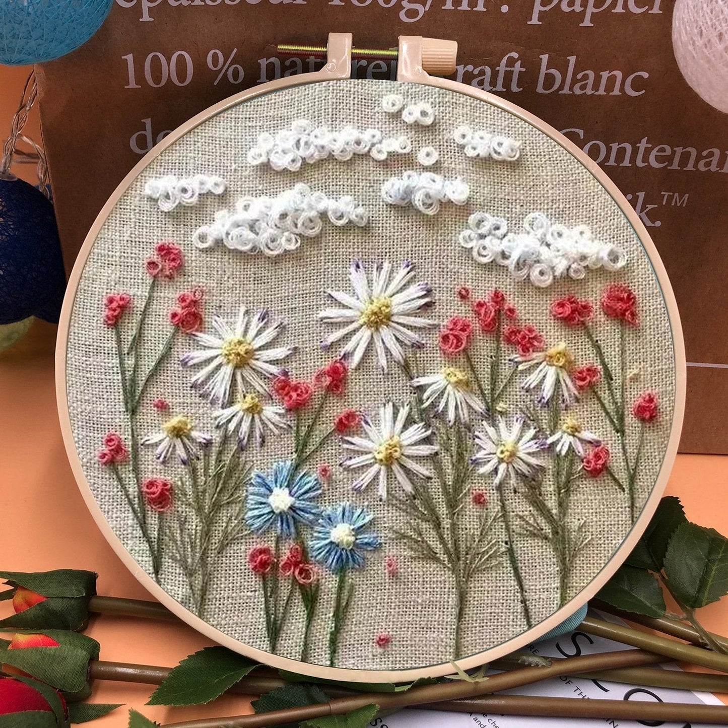 🎉 Vânzare de Crăciun 50% reducere 🎄 Kit de broderie Hoop Flower pentru începători