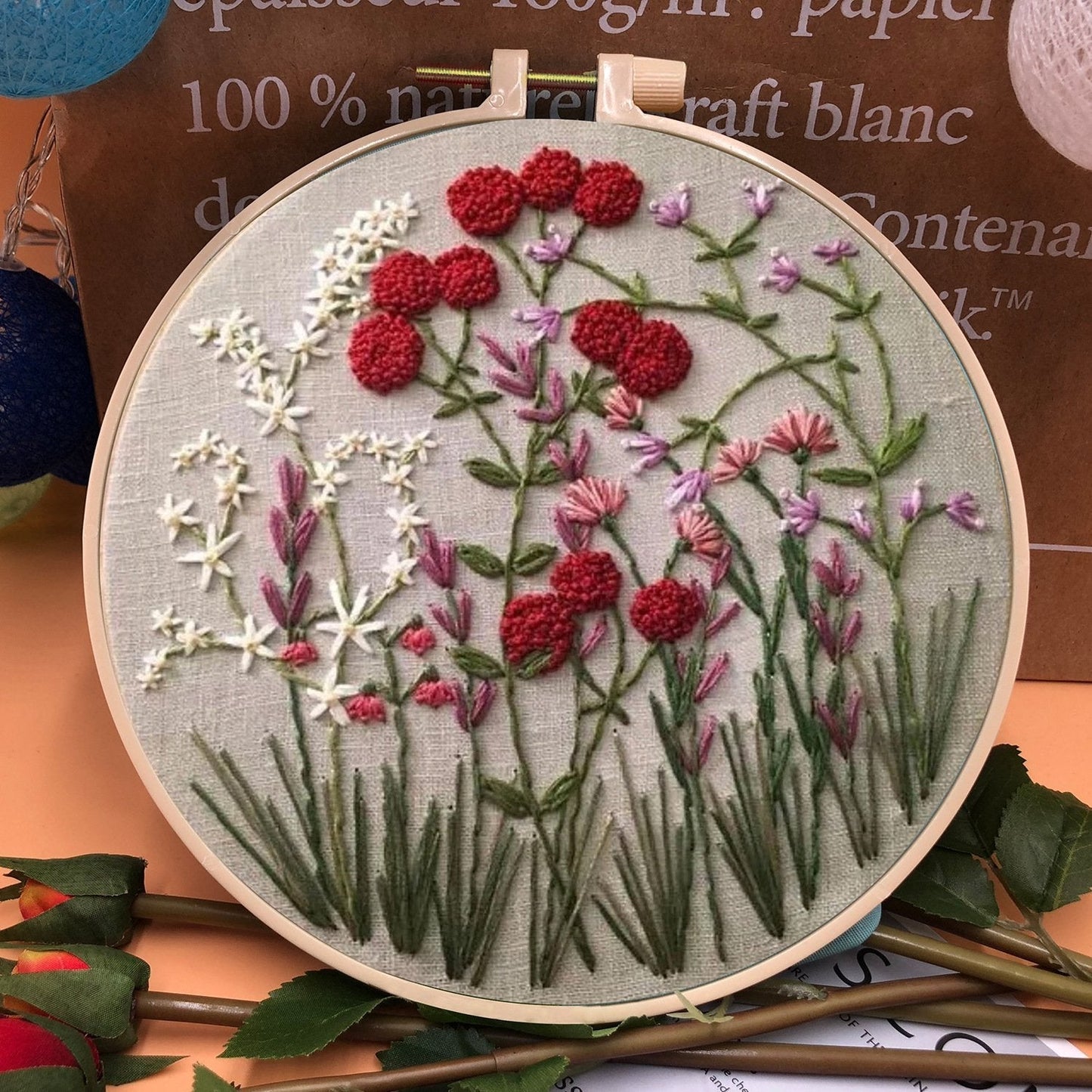 🎉 Vânzare de Crăciun 50% reducere 🎄 Kit de broderie Hoop Flower pentru începători