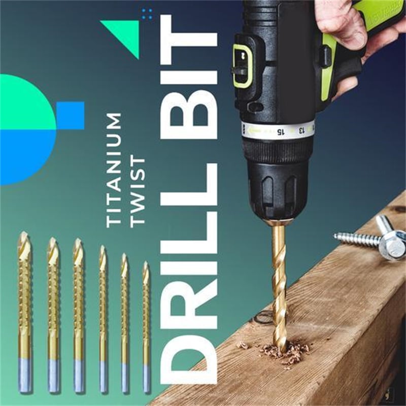 【numerar la livrare (COD)】Twist Drill Bit Set de instrumente de putere Accesorii (6 bucăți)