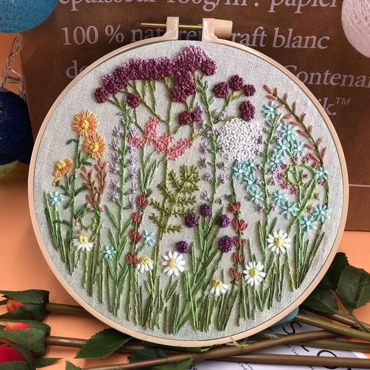 🎉 Vânzare de Crăciun 50% reducere 🎄 Kit de broderie Hoop Flower pentru începători