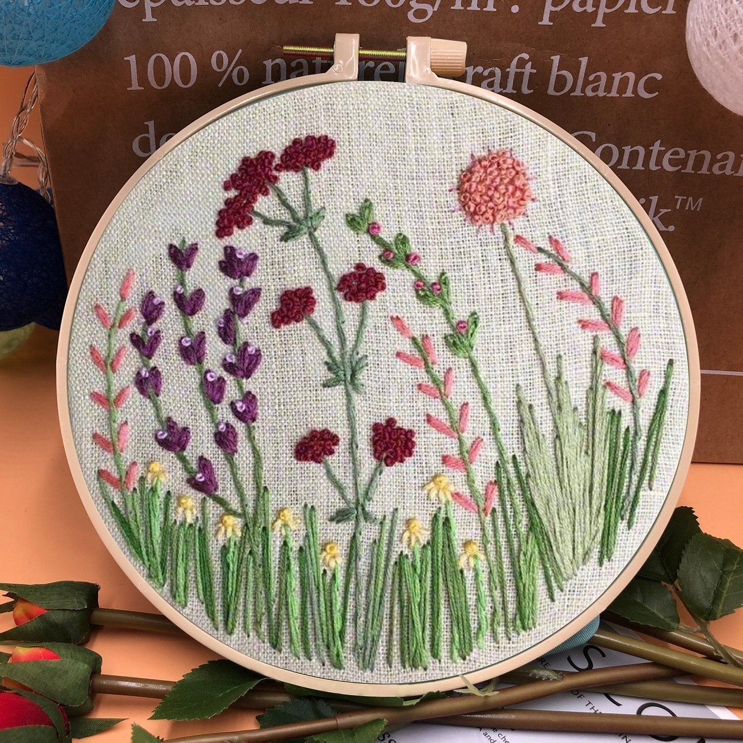 🎉 Vânzare de Crăciun 50% reducere 🎄 Kit de broderie Hoop Flower pentru începători