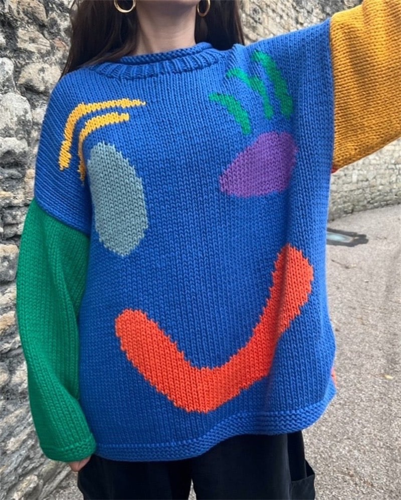 ✨Produse noi 40% off🌈Smiley knitted jumper