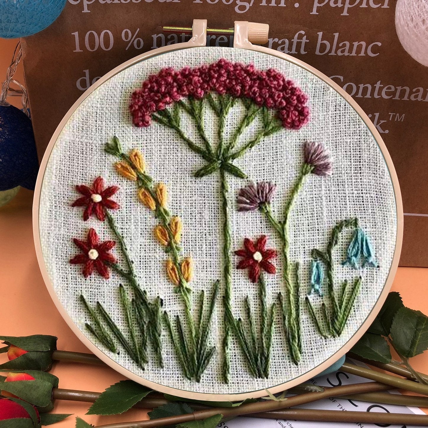 🎉 Vânzare de Crăciun 50% reducere 🎄 Kit de broderie Hoop Flower pentru începători