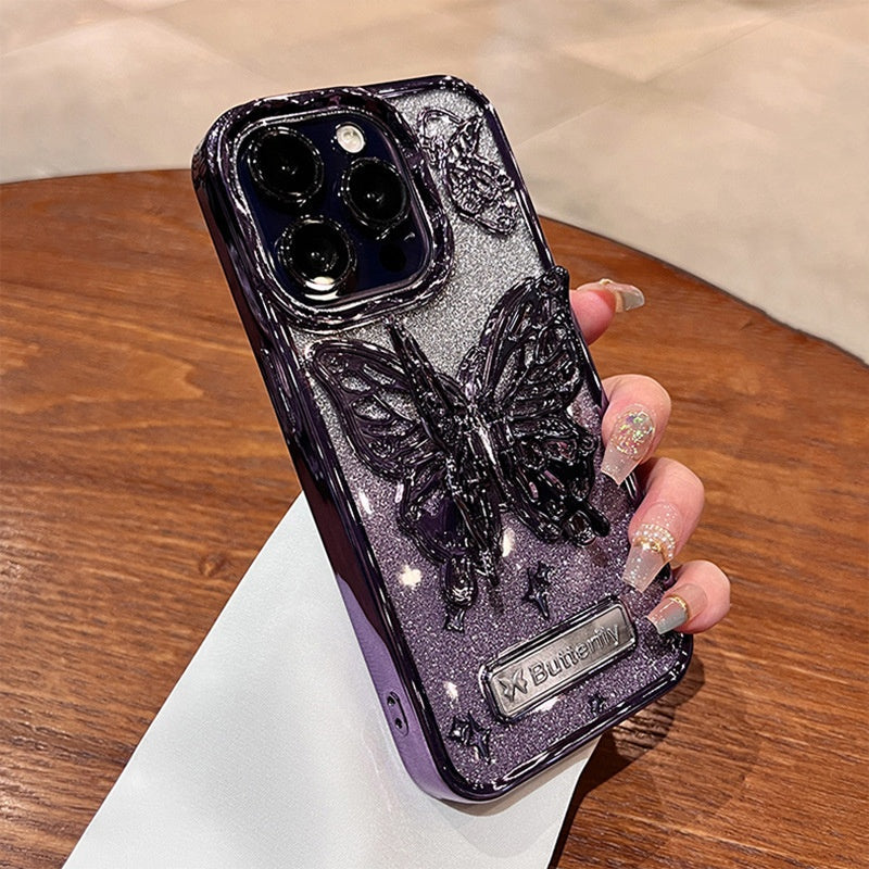 【Faceți ca telefonul mobil să iasă în evidență】🦋Glitter fluture fluture placat caz