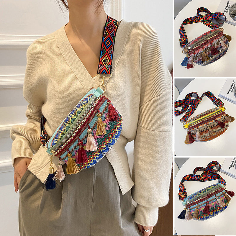 🥳Anul Nou de vânzare 40% off🌈Vintage Colorat colorat Handwoven Waist Bag