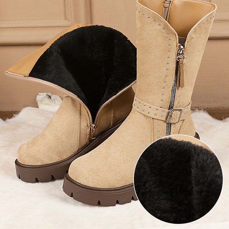 🥳Vânzare de iarnă 40% off👢Cizme de iarnă pentru femei de iarnă termică Chunky Heel Mid-calf Boots