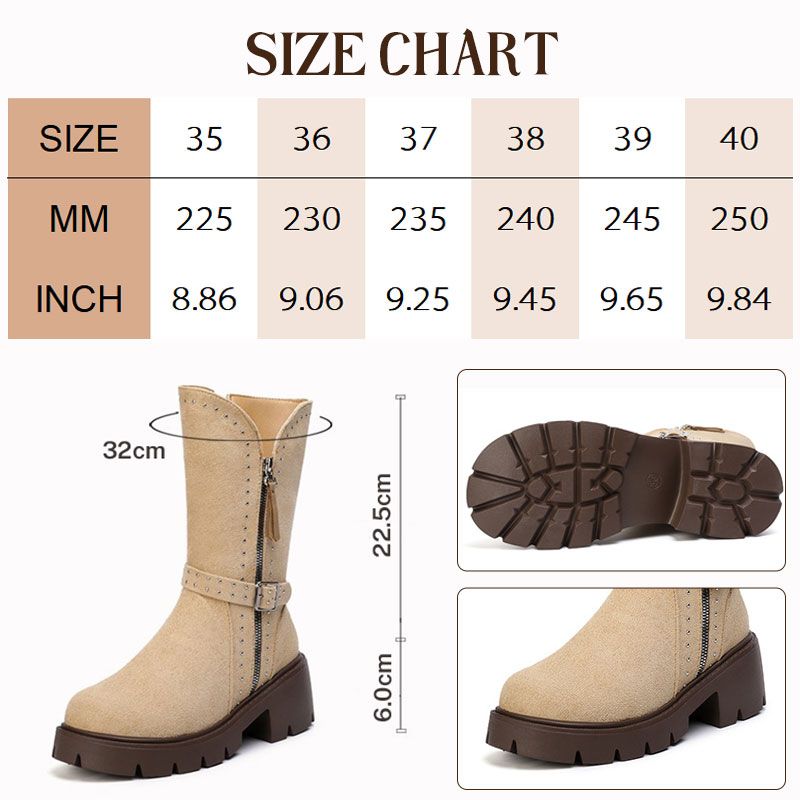 🥳Vânzare de iarnă 40% off👢Cizme de iarnă pentru femei de iarnă termică Chunky Heel Mid-calf Boots