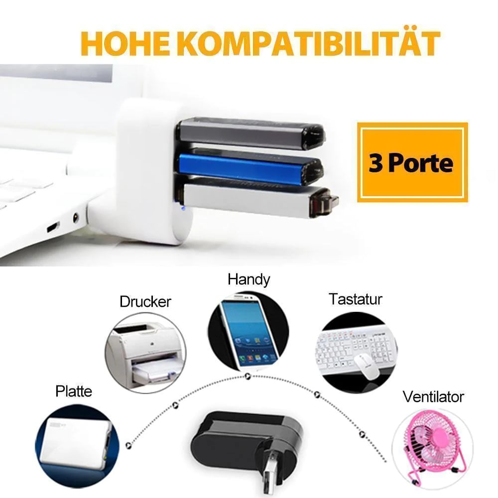 ✨Stație de andocare USB💻Conector USB multifuncțional mini rotativ cu 3 porturi