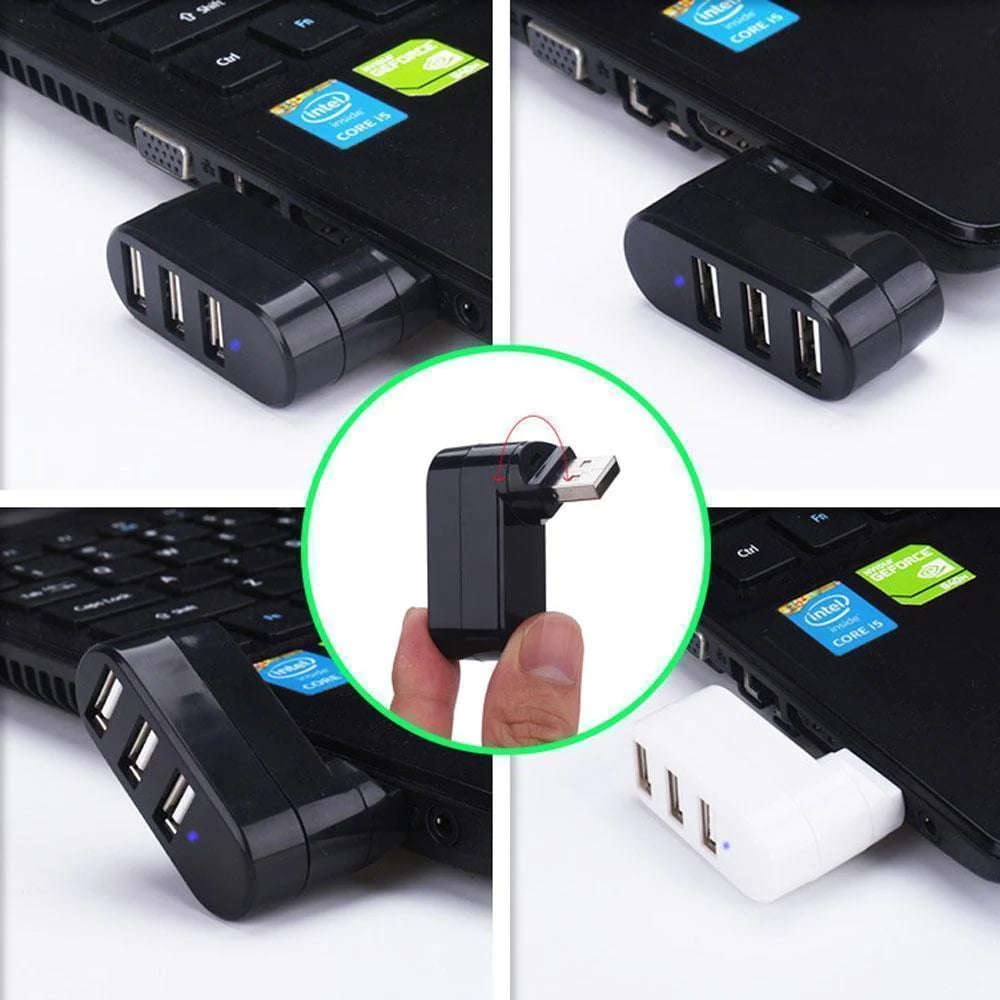 ✨Stație de andocare USB💻Conector USB multifuncțional mini rotativ cu 3 porturi