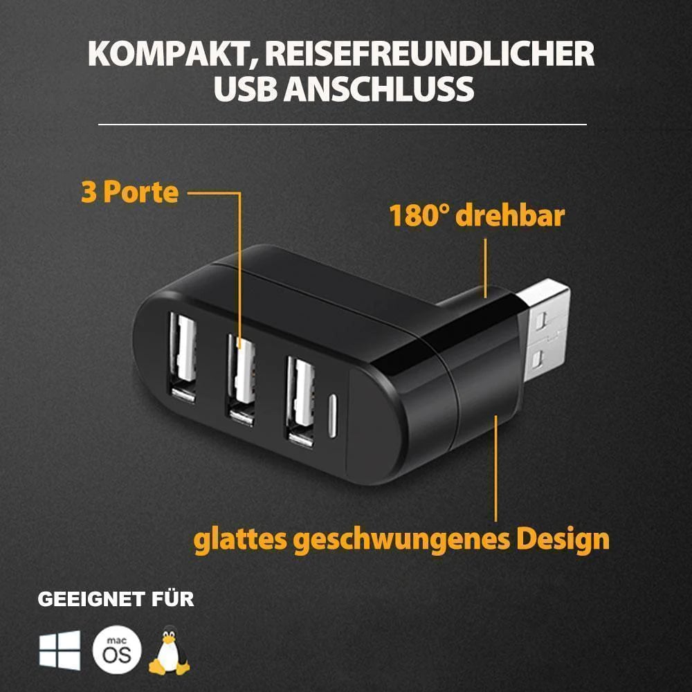 ✨Stație de andocare USB💻Conector USB multifuncțional mini rotativ cu 3 porturi