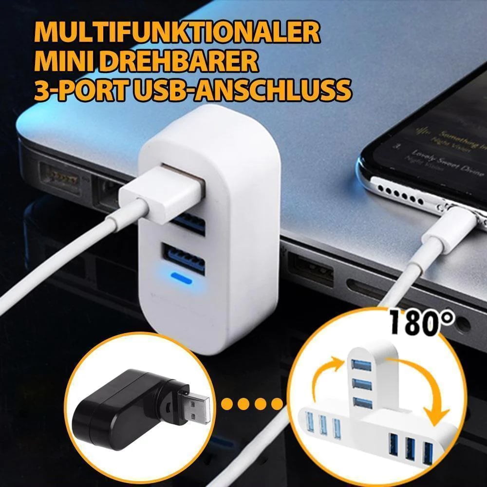 ✨Stație de andocare USB💻Conector USB multifuncțional mini rotativ cu 3 porturi