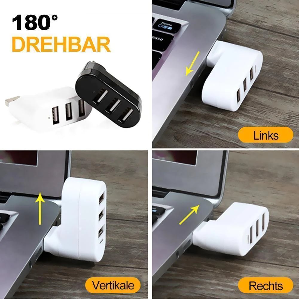 ✨Stație de andocare USB💻Conector USB multifuncțional mini rotativ cu 3 porturi